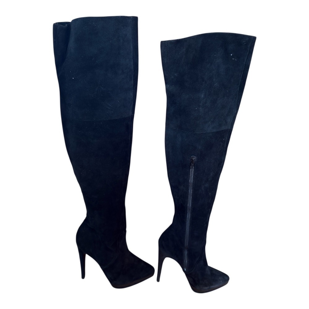 Pelle Moda Black Suede Over The Knee Platform Stiletto Boots Womens 7.5M